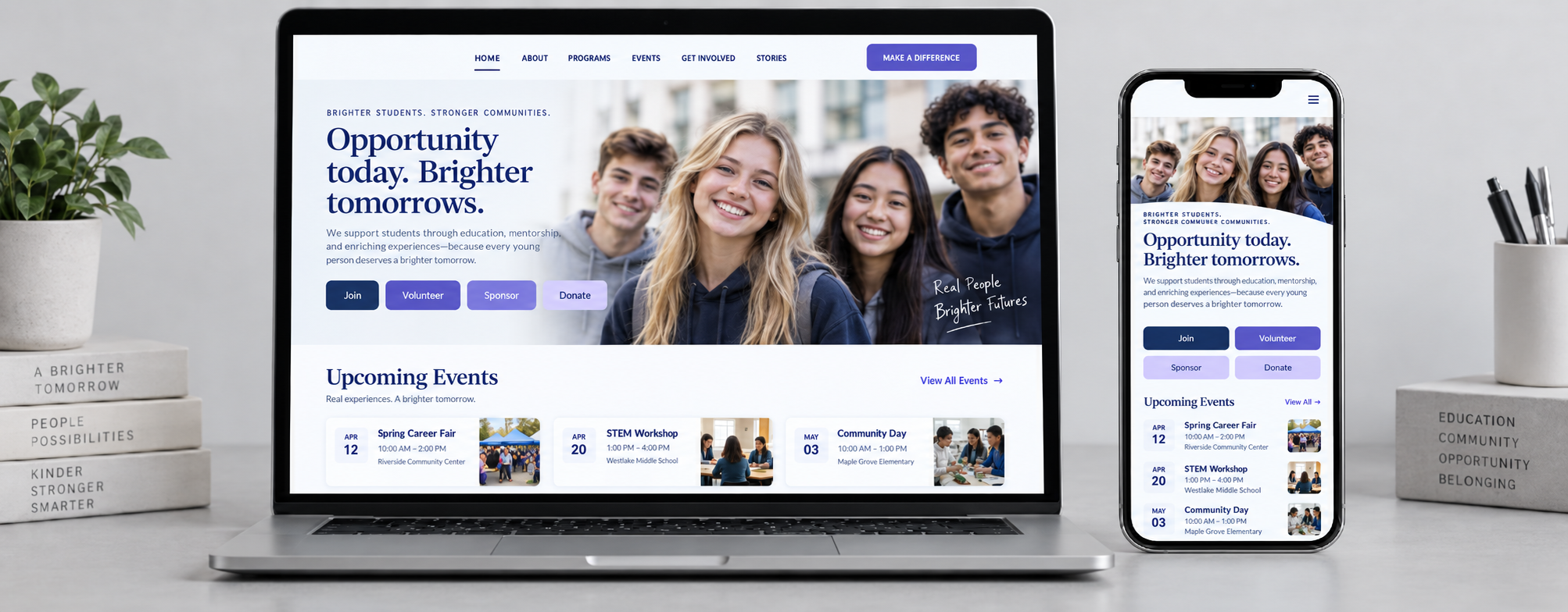 New Imagine PTP website on laptop and phone